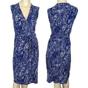 DVF Diane Von‎ Furstenberg sleeveless blue white wrap yahzi short dress sz S